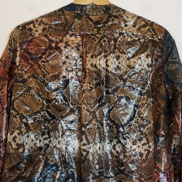 Preen Studio X Thornton Bregazzi Shirt Small Brown Blue Reptile Lame Pockets - Picture 10 of 14